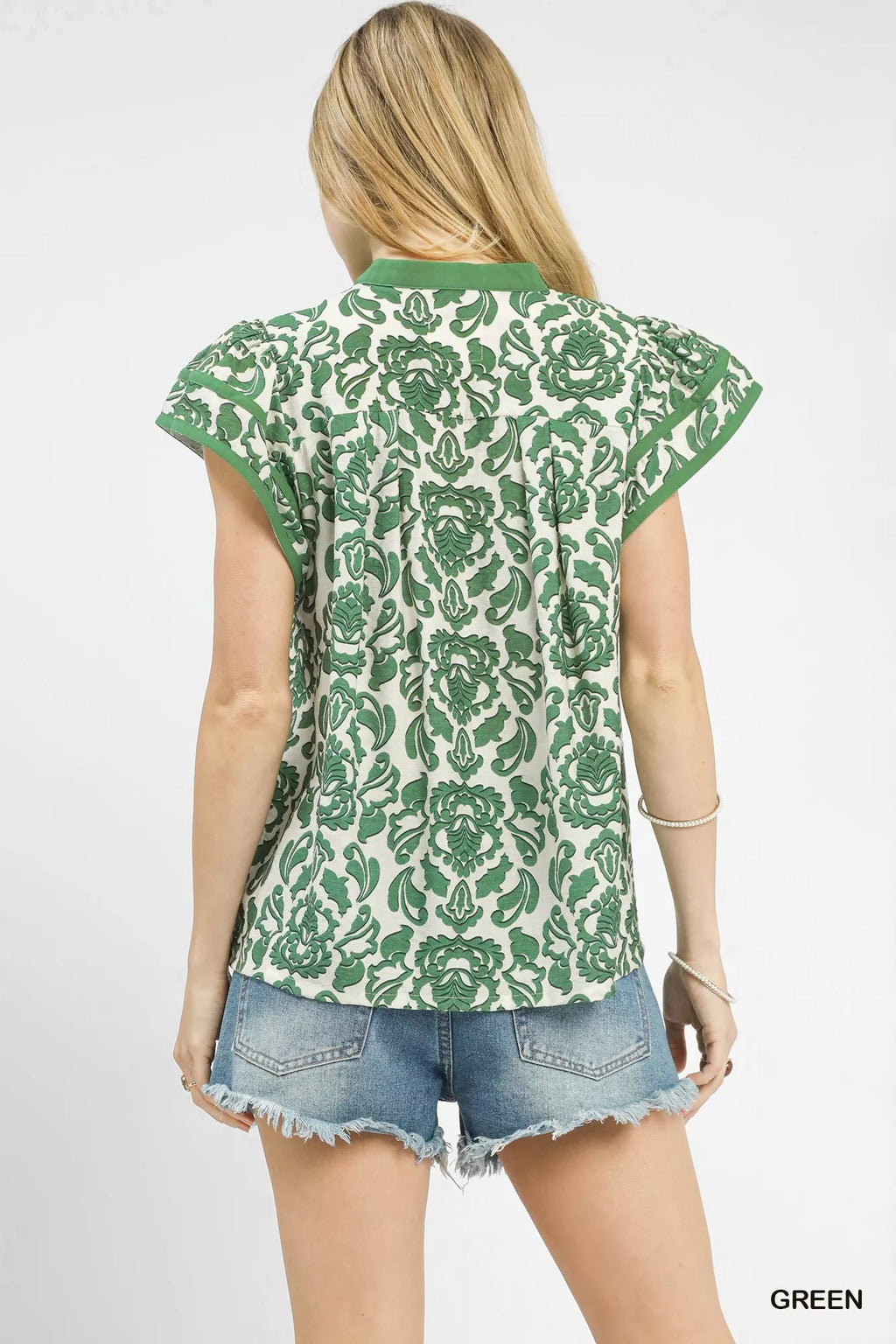 Abstract Print Short Sleeve Blouse