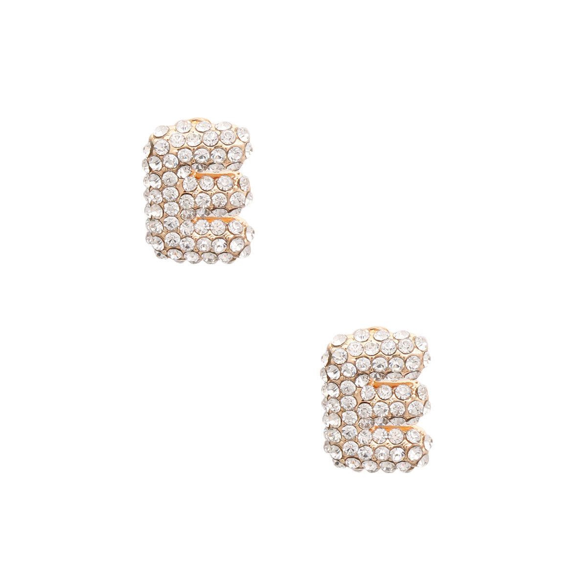 Rhinestone Stud Earrings E Initial Stylish Fashion Jewelry