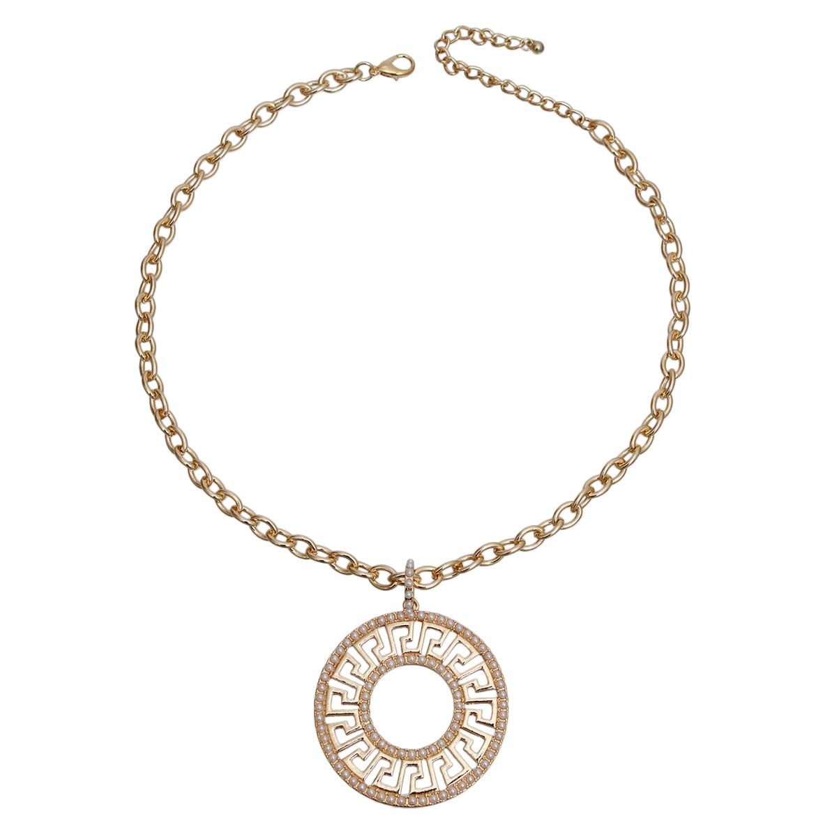 Statement Pearl Necklace with Gold Cable Chain, Trendy Greek-Inspired Jewelry