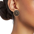 Infinity Stud Earrings Gold and Black Sunburst Stylish Statement Jewelry