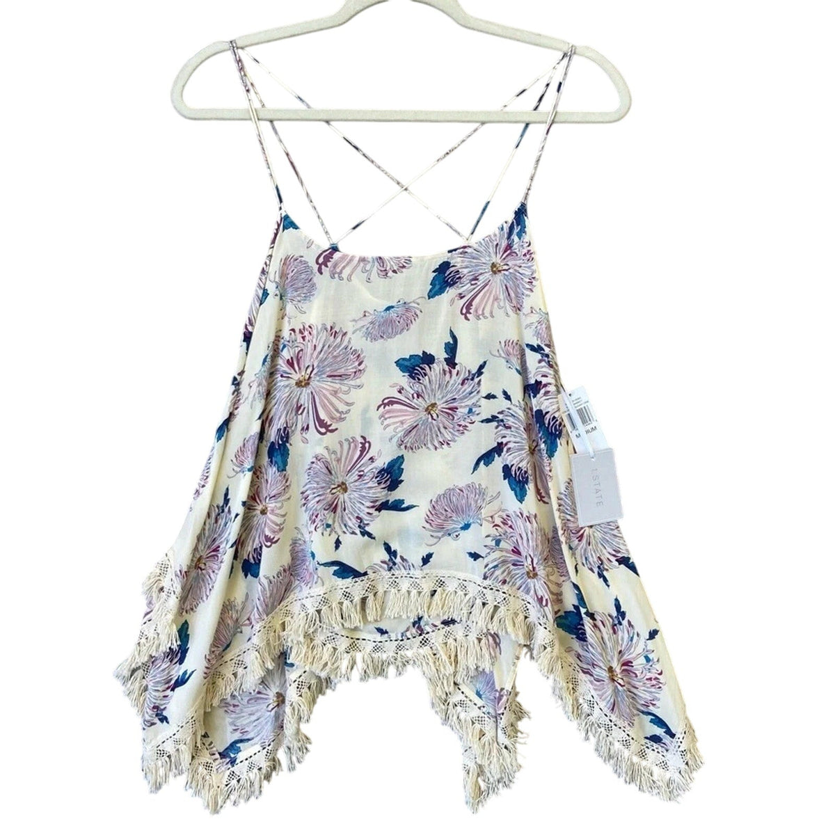 NWT New 1 State Spice Market Womens Medium Strappy Lacy Floral Summer Top