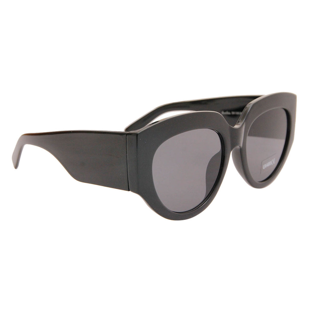 Wide Arm Black Cat Eye Sunglasses Stylish Chic Fashion Accessory