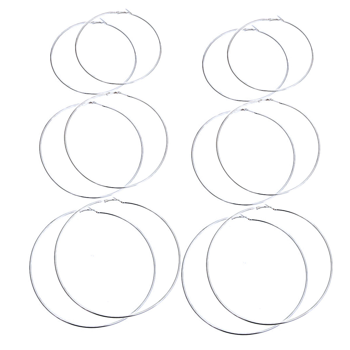 Jumbo Silver Hoop Earrings 3-Piece Set – Trendy Statement Jewelry