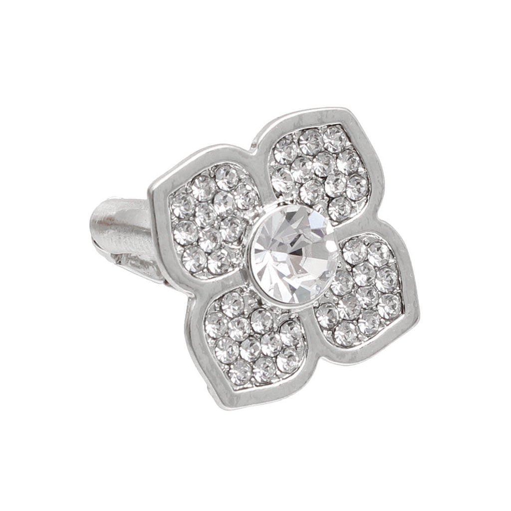 Flower Ring Silver Shine Stylish Statement Jewelry Accessory