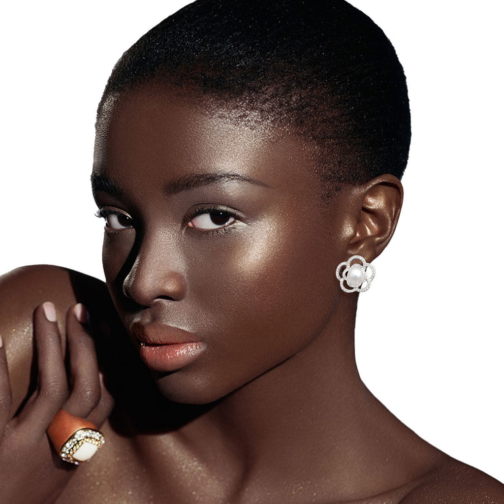 Silver Stud Earrings Stylish Designer Statement Jewelry