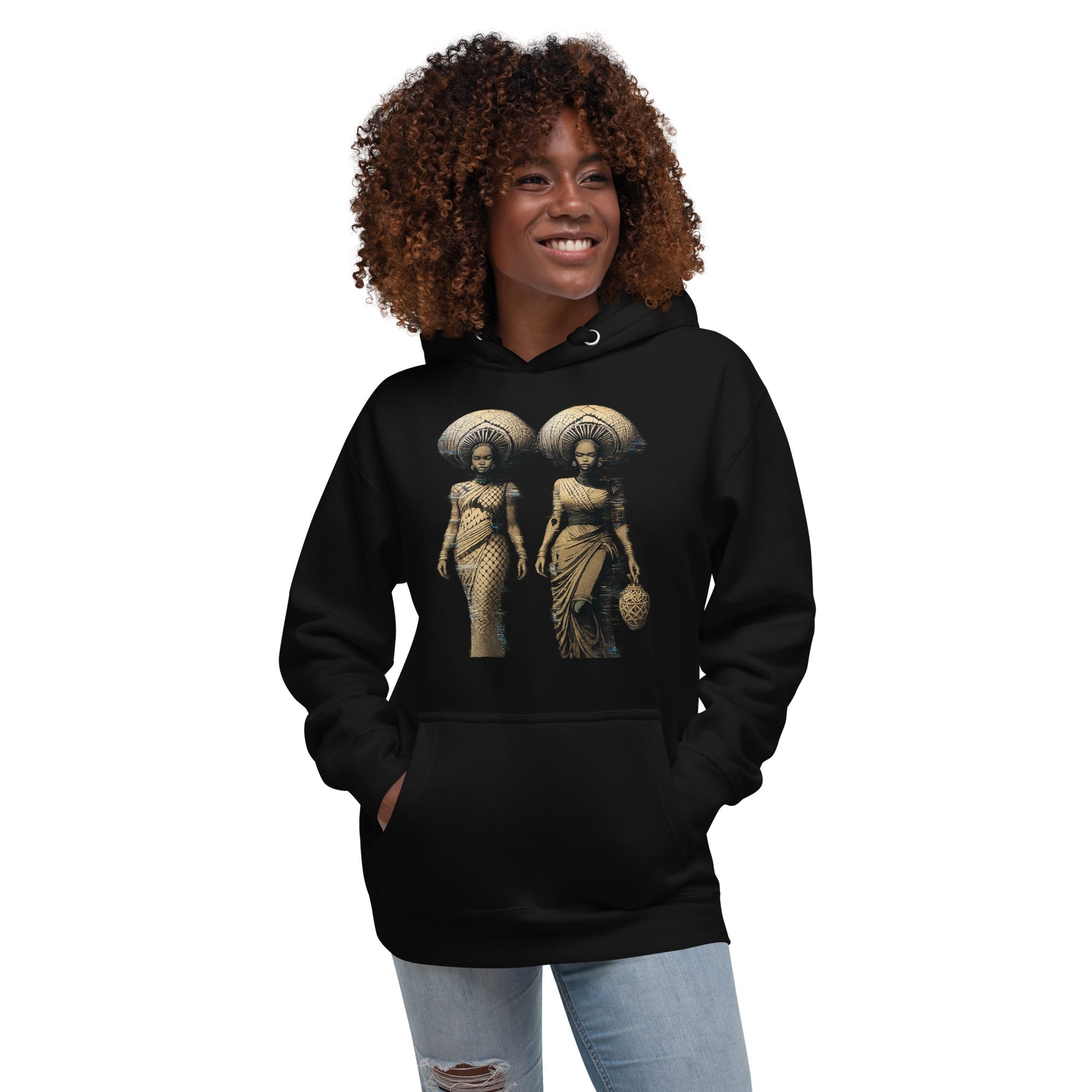 Afro-Futuristic Glitch Art Hoodie – Limited Drop – African Women Digital Design