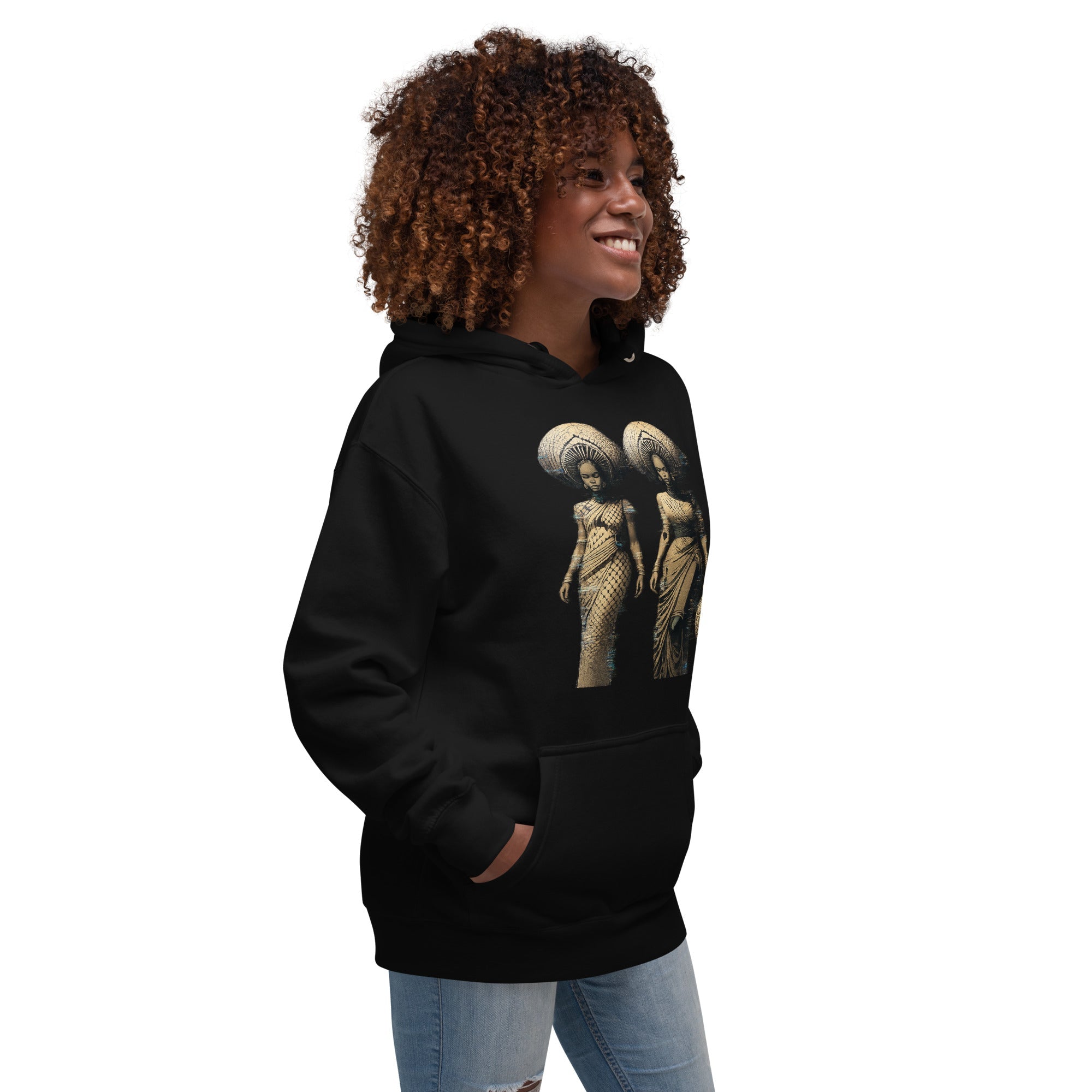 Afro-Futuristic Glitch Art Hoodie – Limited Drop – African Women Digital Design