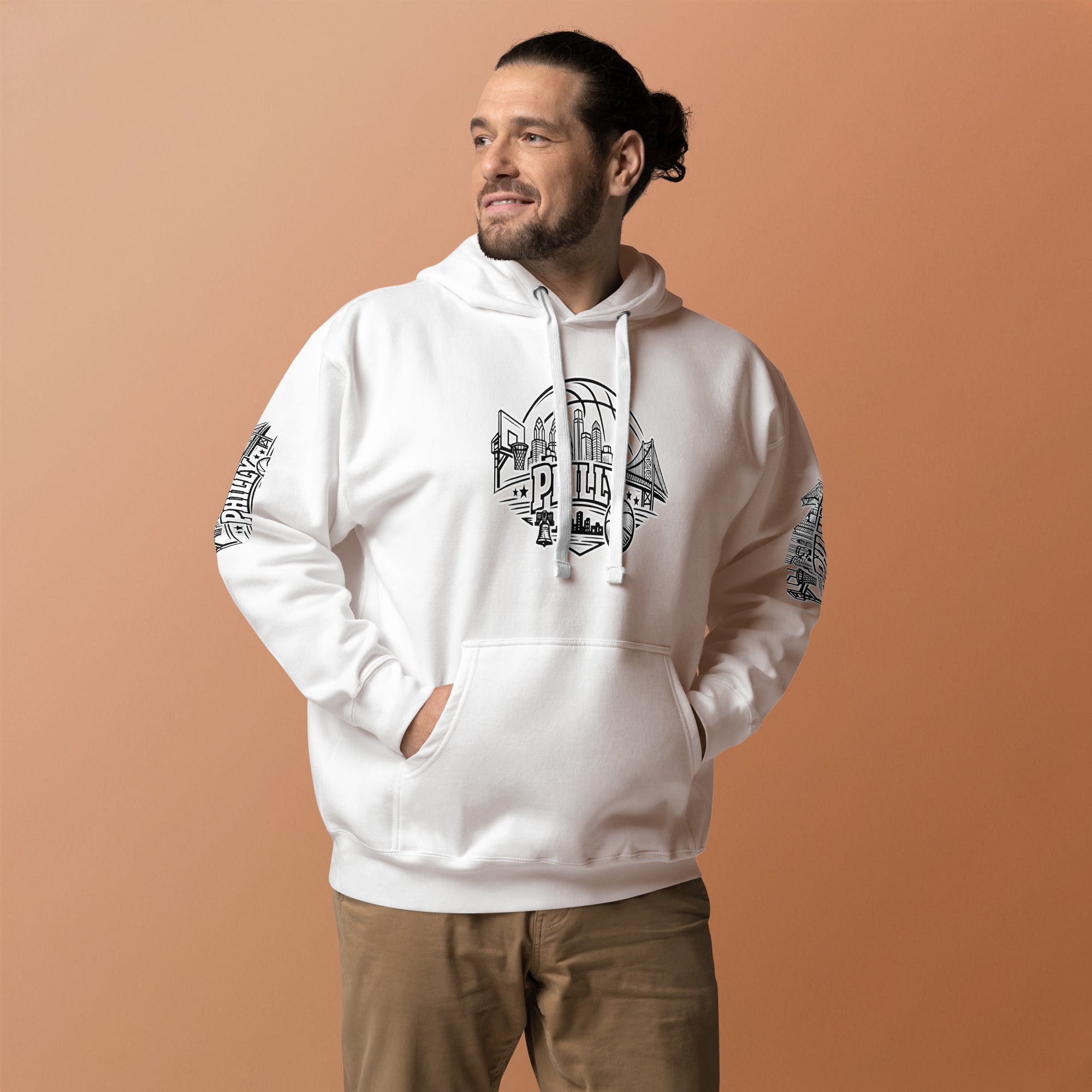 Philly Skyline Basketball Hoodie – Limited Drop – Philadelphia Hoops City Pride Line Art 6 Colors Unisex