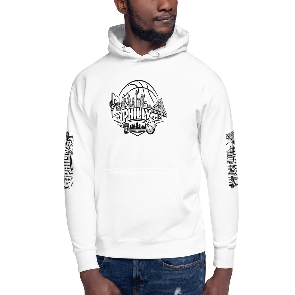 Philly Skyline Basketball Hoodie – Limited Drop – Philadelphia Hoops City Pride Line Art 6 Colors Unisex