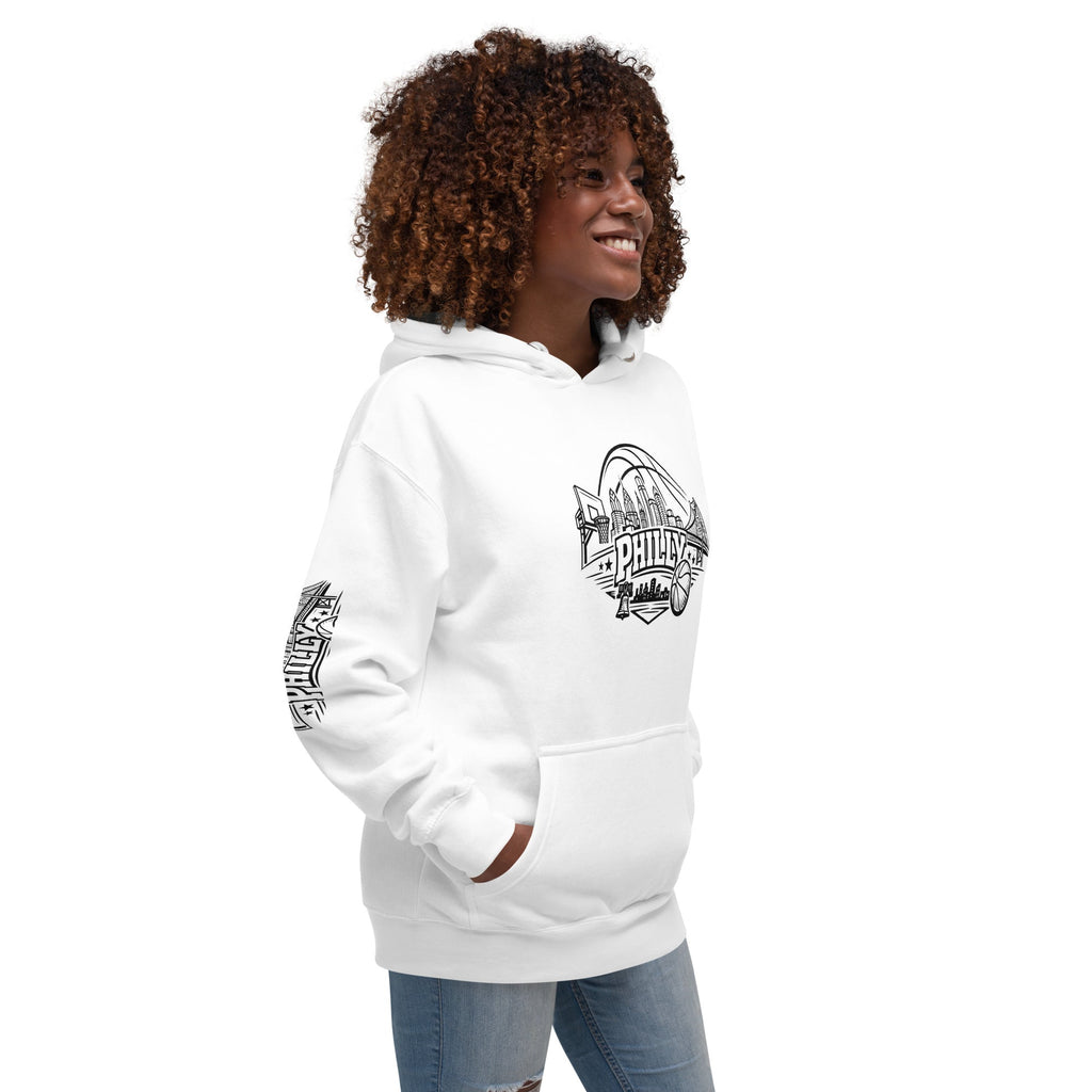 Philly Skyline Basketball Hoodie – Limited Drop – Philadelphia Hoops City Pride Line Art 6 Colors Unisex