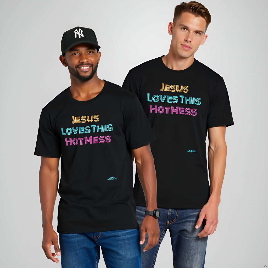 Unisex "Jesus Loves this Hot Mess" Christian Cotton Softstyle T-Shirt