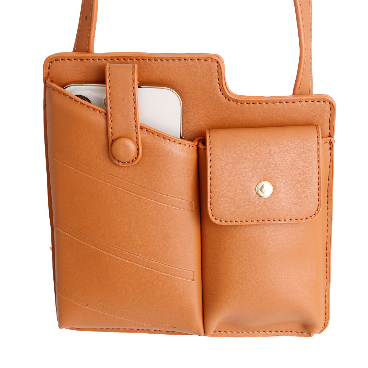 Mobile Phone Crossbody Bag Camel Stylish Casual Accessory