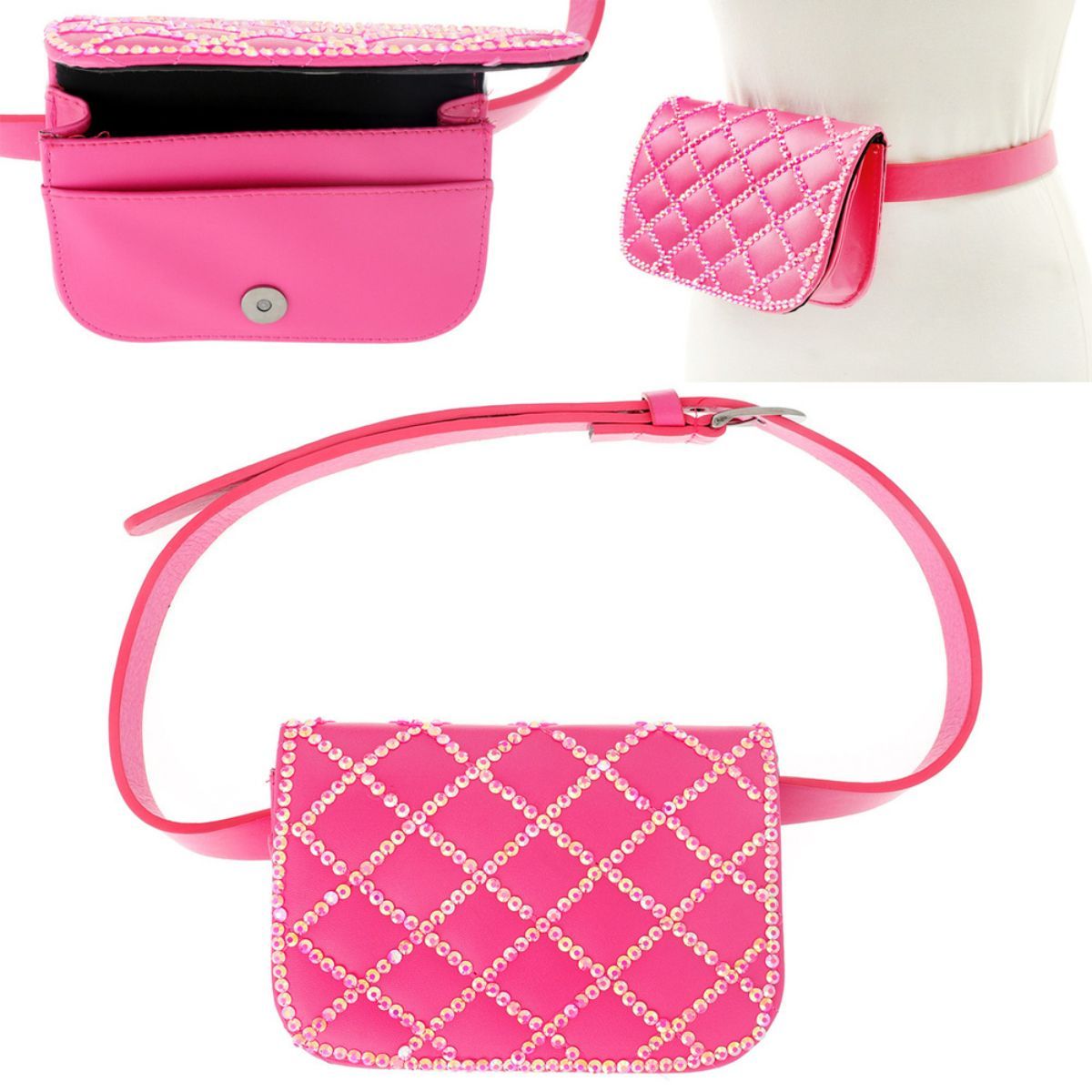 Quilted Belt Bag Fuchsia Stylish Fashion Accessory