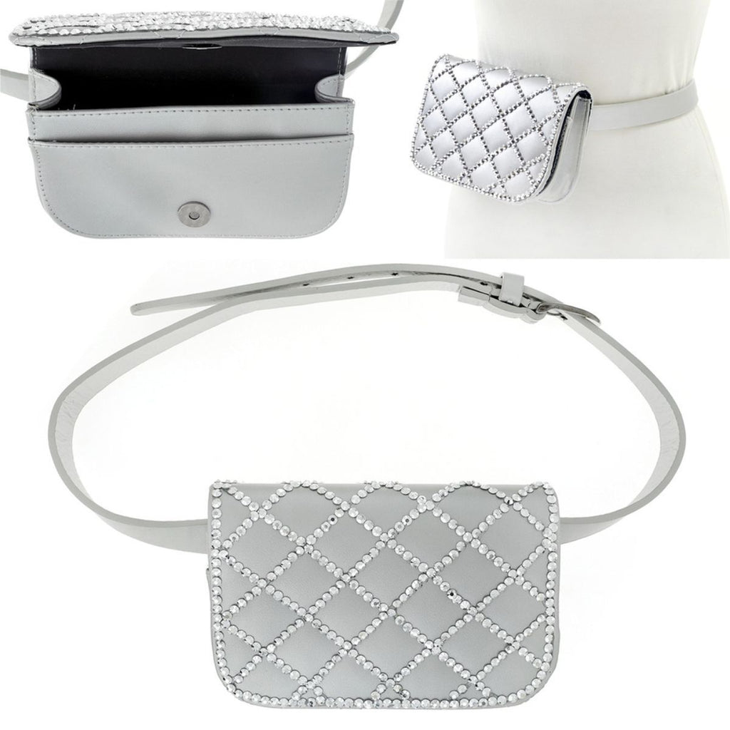 Quilted Silver Belt Bag Stylish Fashion Accessory