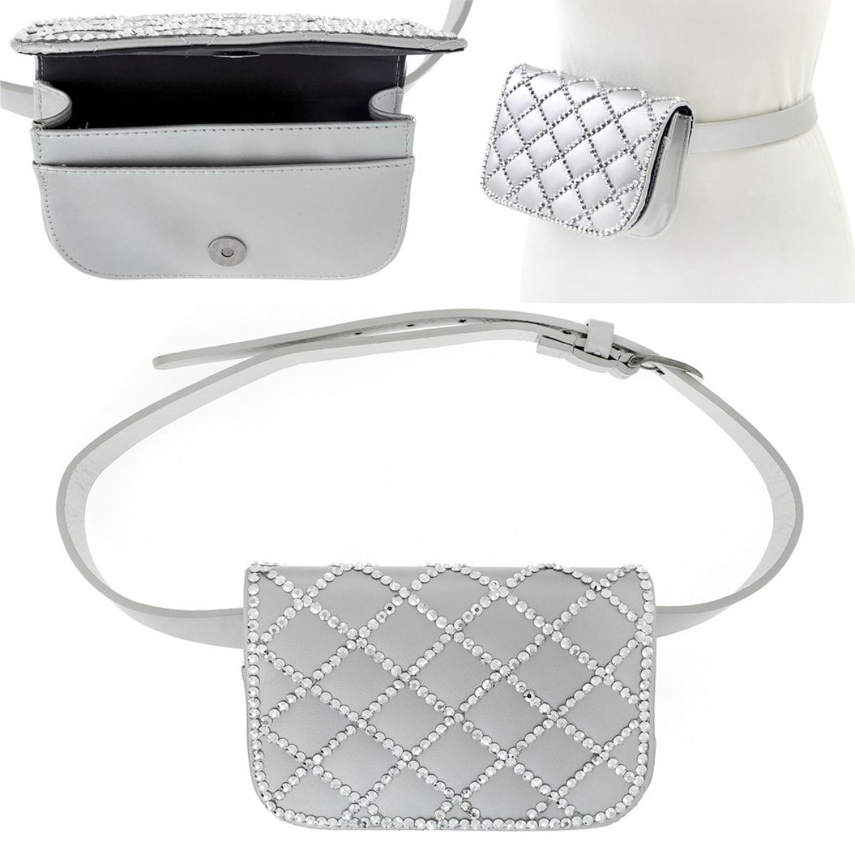 Quilted Silver Belt Bag Stylish Fashion Accessory