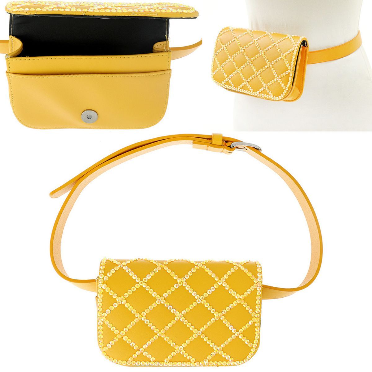 Quilted Belt Bag Yellow Stylish Casual Fashion Accessory