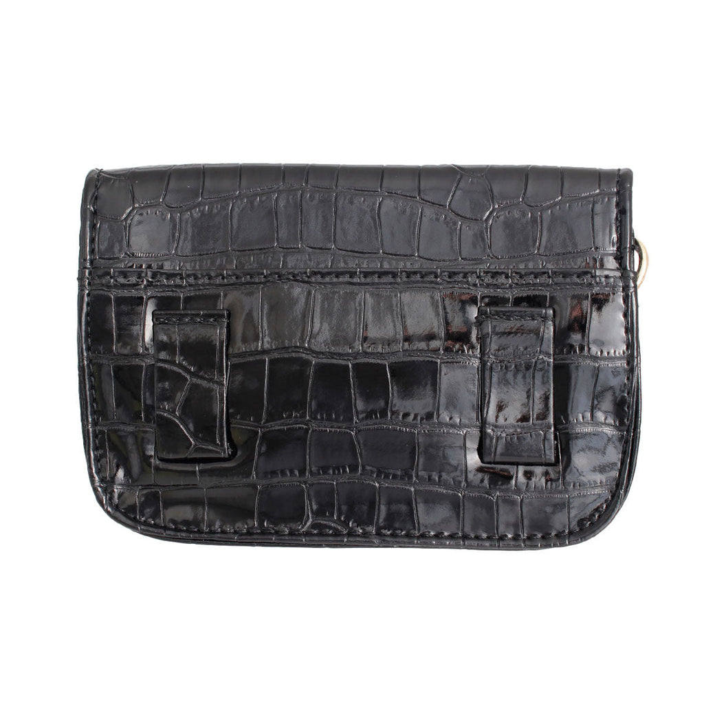 Fashion Belt Bag Black Croc Stylish Casual Accessory