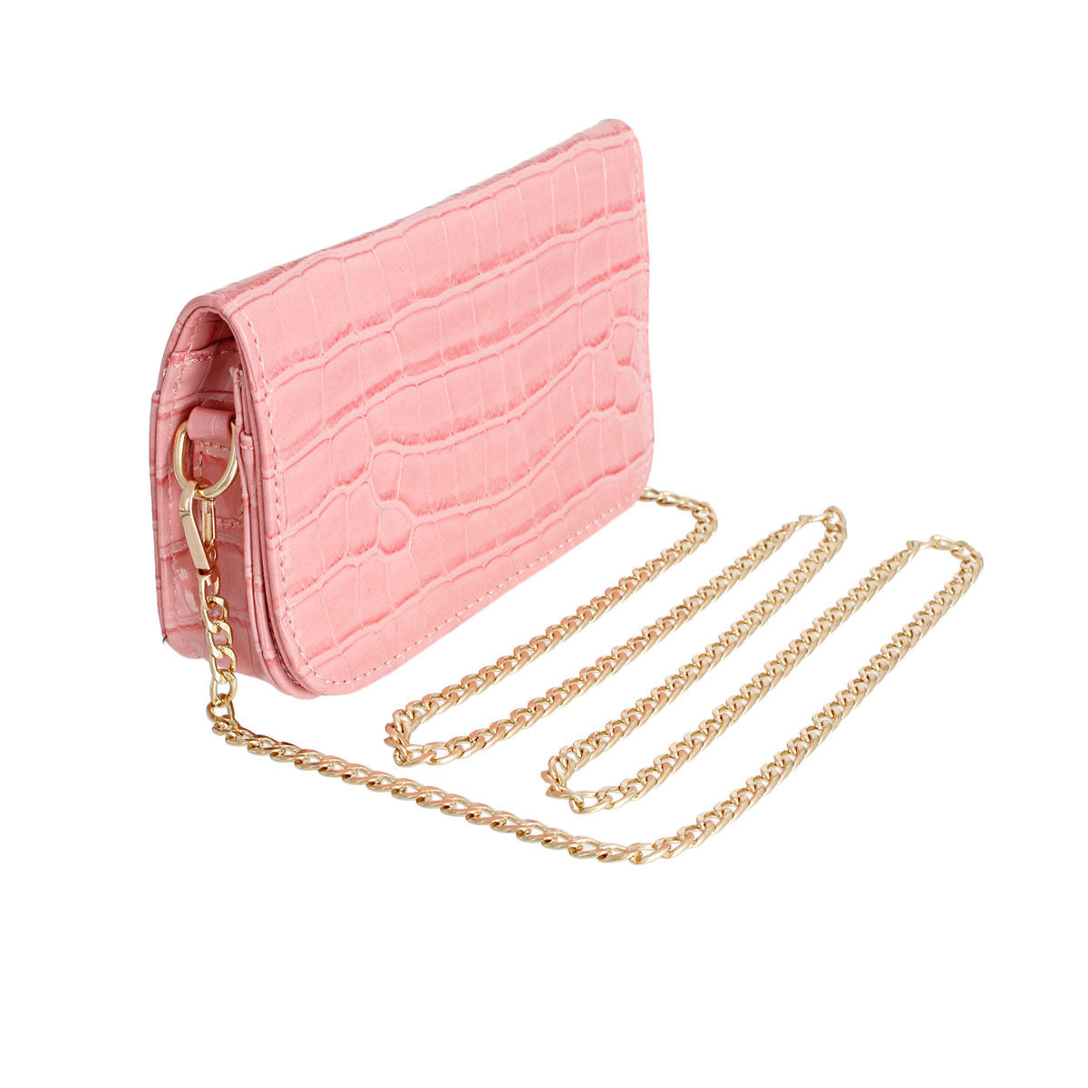 Fashion Belt Bag Pink Croc Stylish Casual Accessory