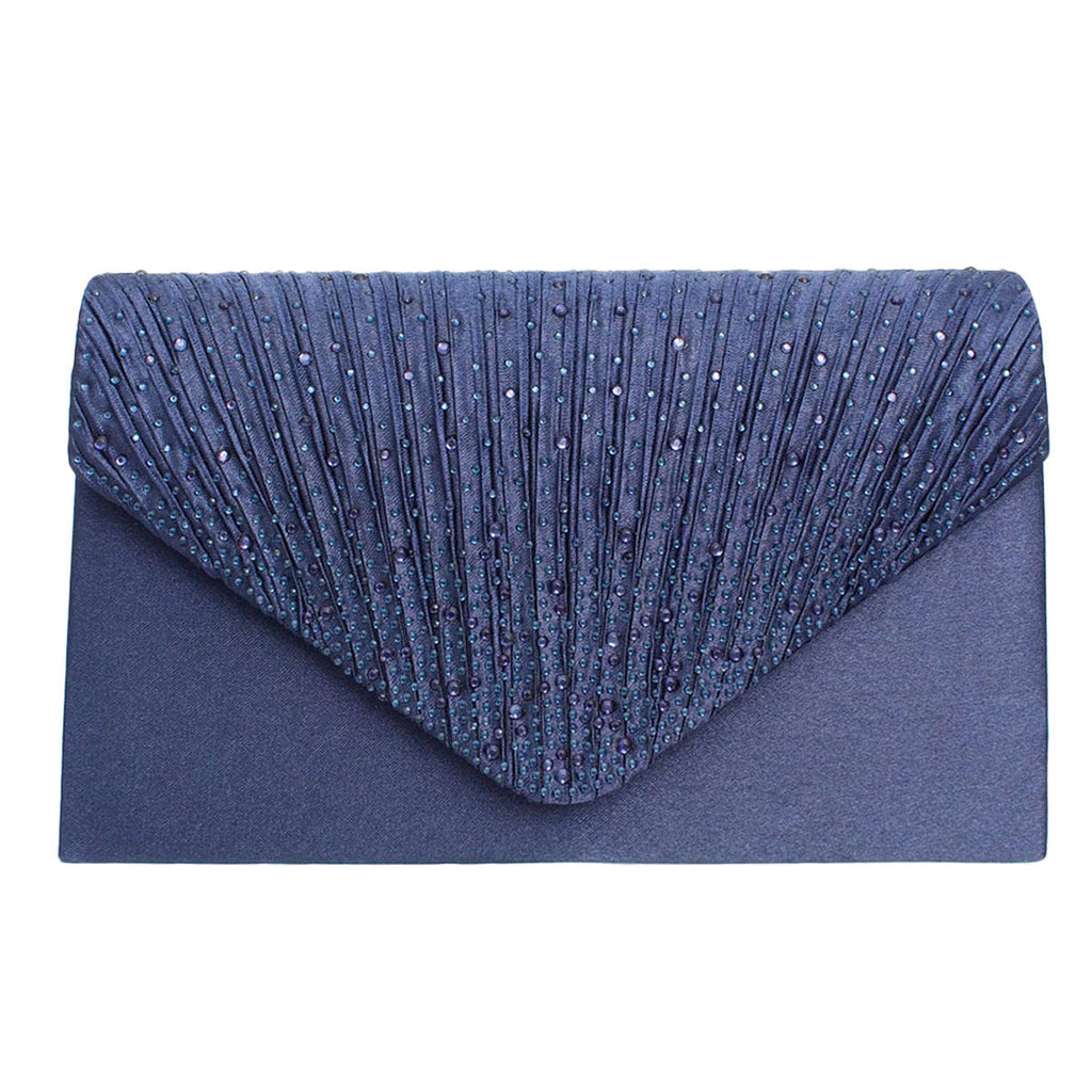 Women’s Navy Ruched Clutch Bag Stylish Fashion Handbag