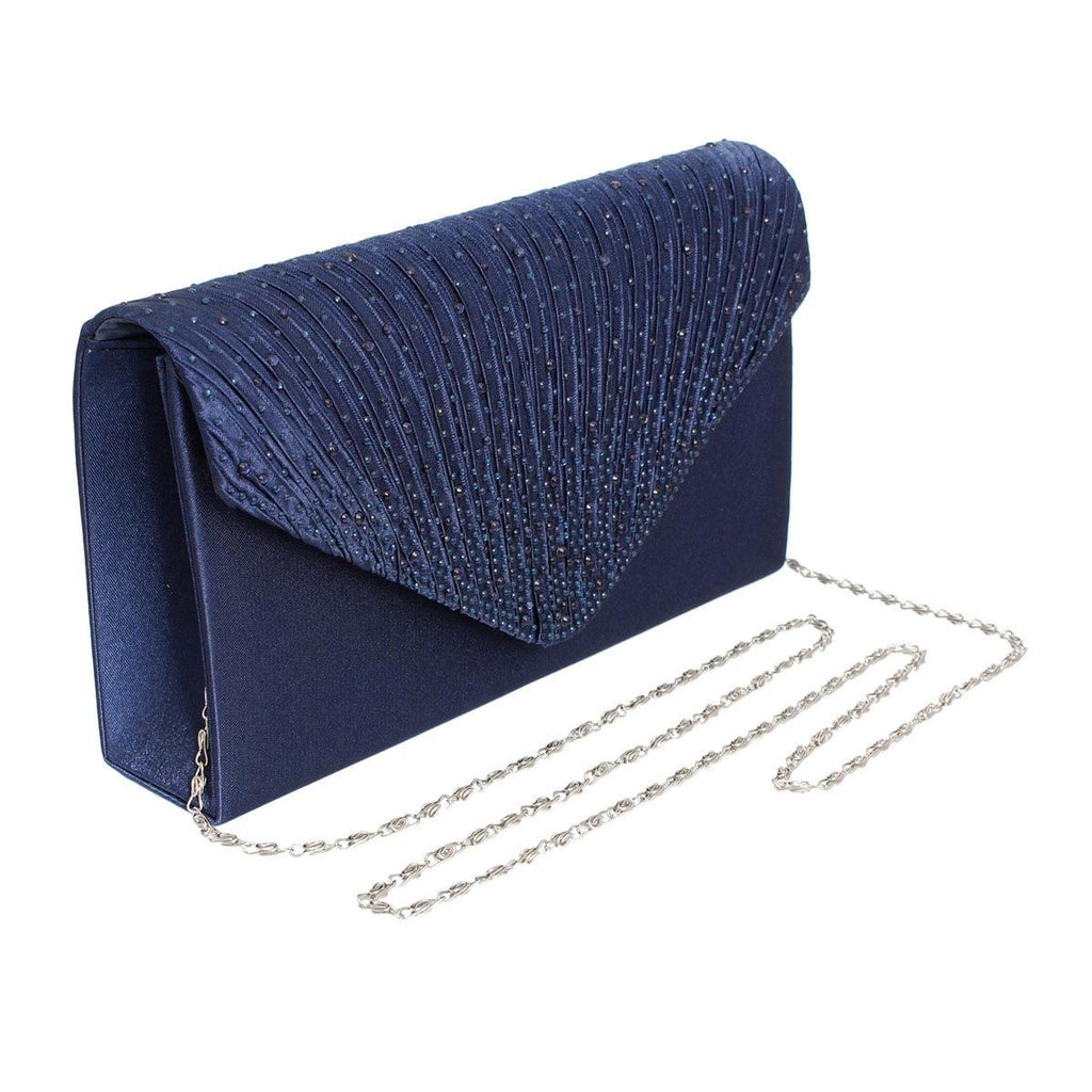 Women’s Navy Ruched Clutch Bag Stylish Fashion Handbag