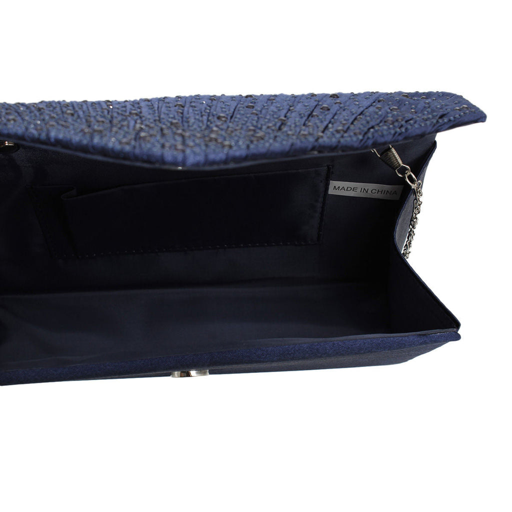 Women’s Navy Ruched Clutch Bag Stylish Fashion Handbag