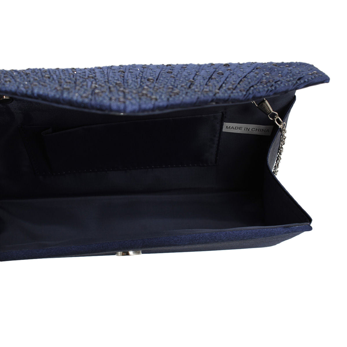 Women’s Navy Ruched Clutch Bag Stylish Fashion Handbag