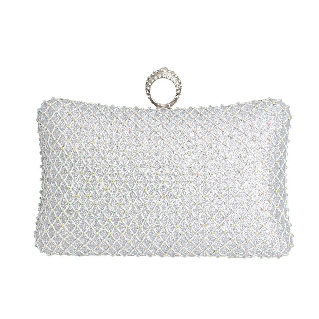 Hardcase Ring Clutch Silver Stylish Fashion Accessory