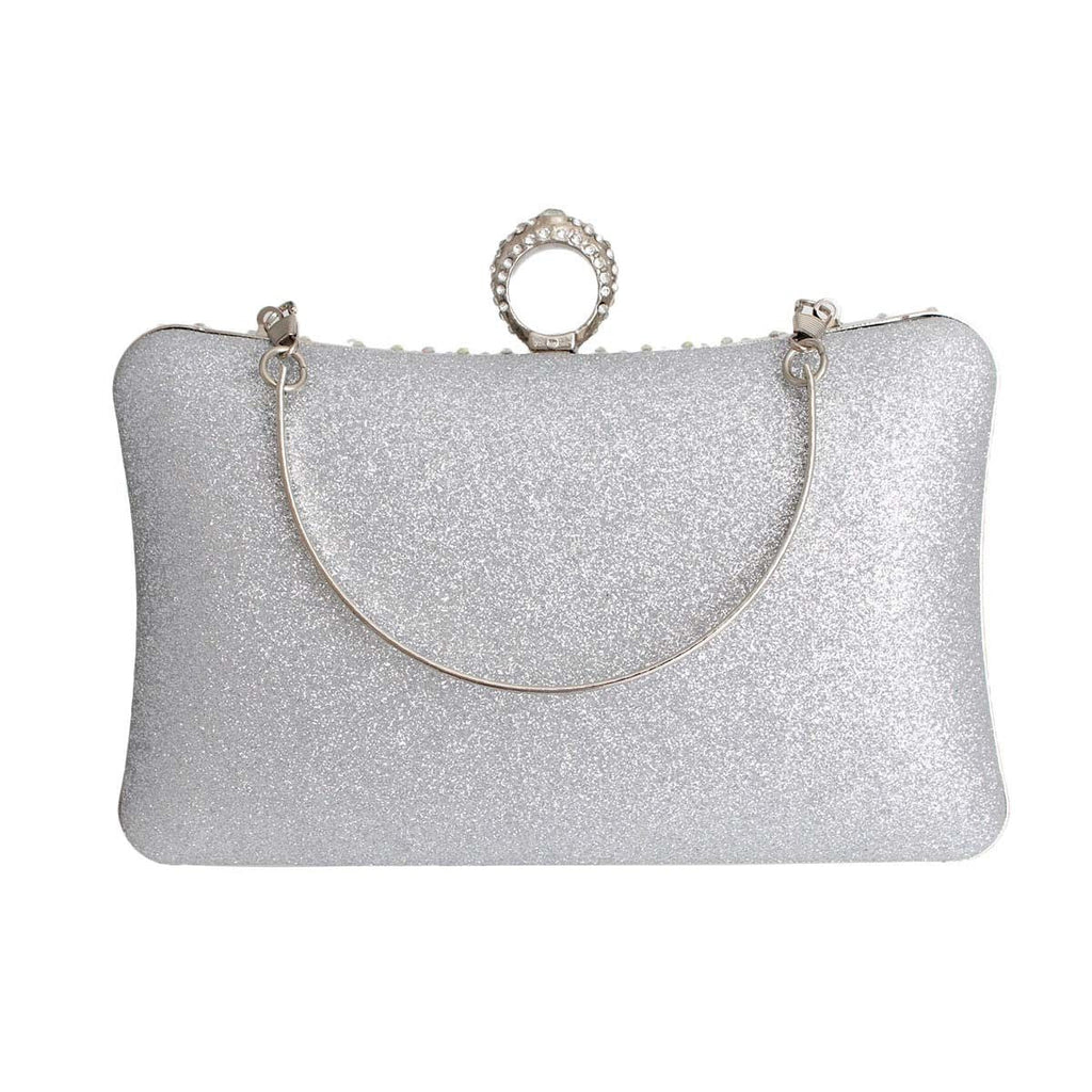 Hardcase Ring Clutch Silver Stylish Fashion Accessory