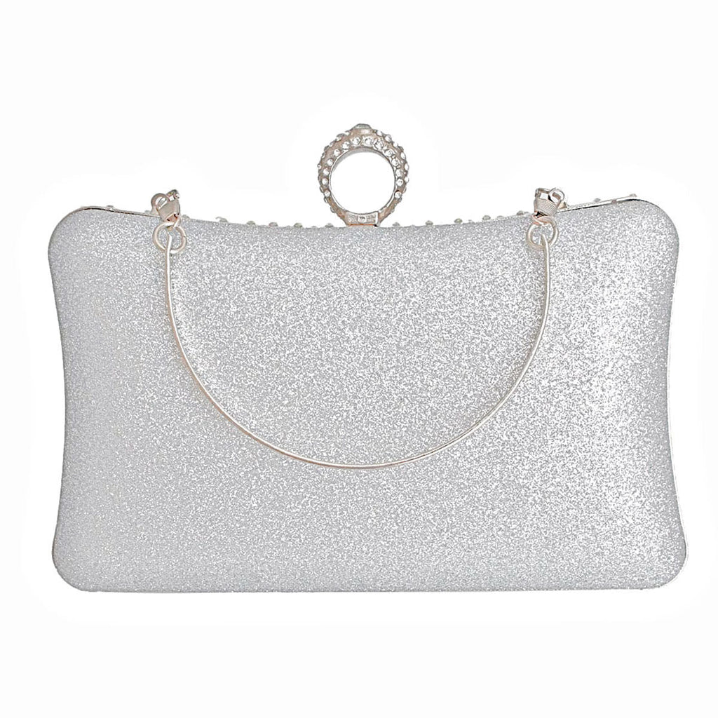 Hardcase Ring Clutch Silver Stylish Fashion Accessory