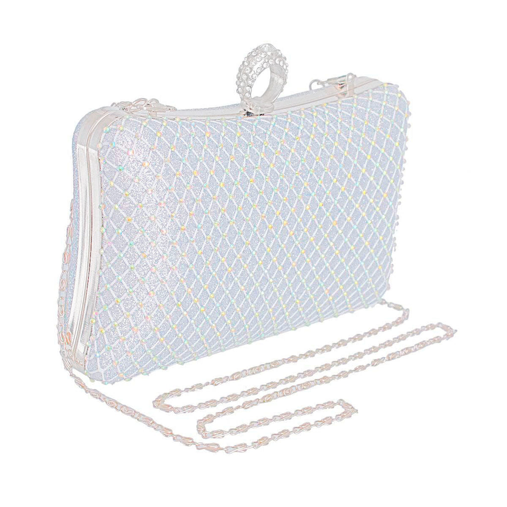Hardcase Ring Clutch Silver Stylish Fashion Accessory