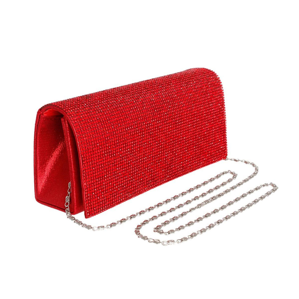 Evening Clutch Bag for Women Red Rhinestone Stylish Chic