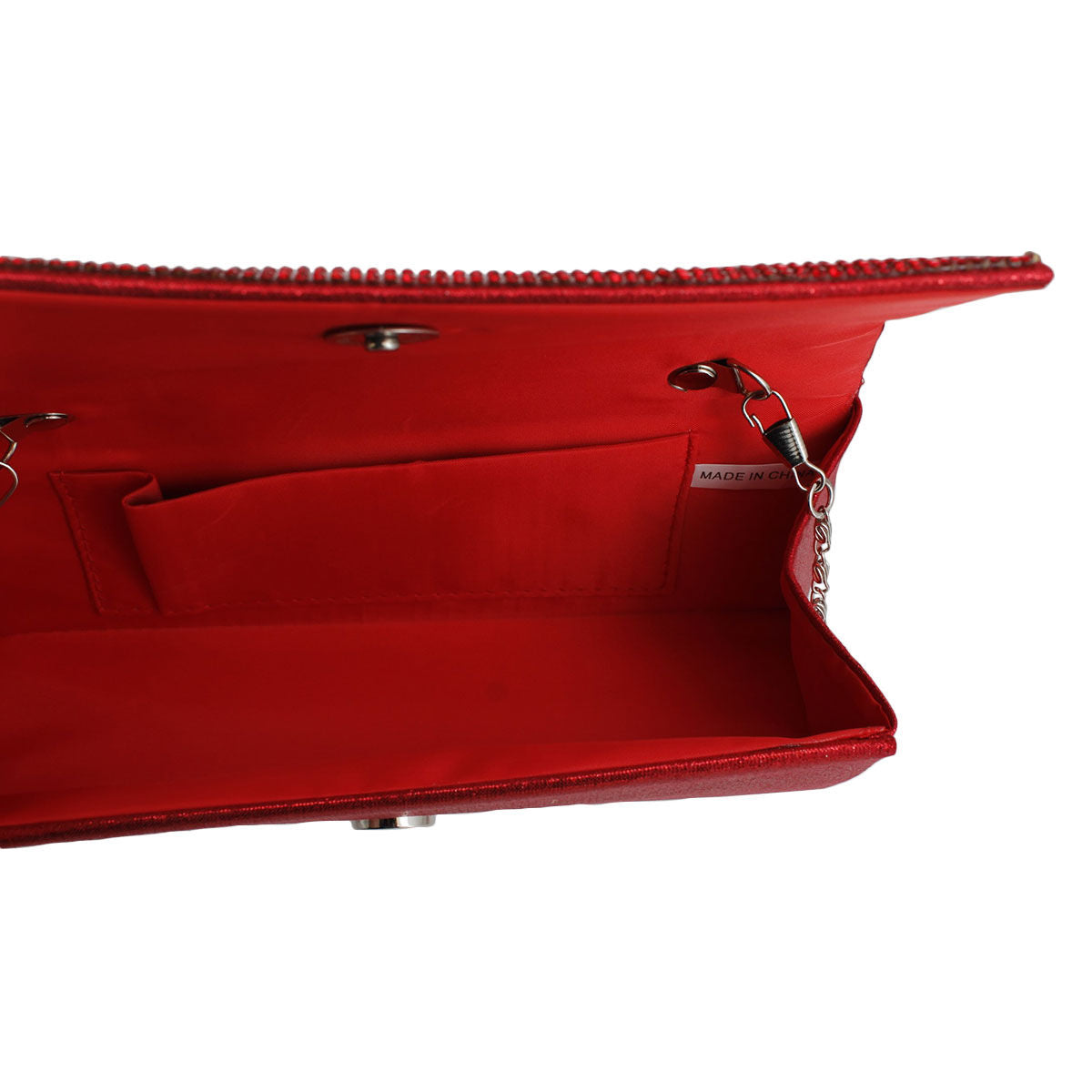 Evening Clutch Bag for Women Red Rhinestone Stylish Chic