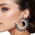 Stone Stud Earrings Medium Black C Shape Stylish Women’s Jewelry