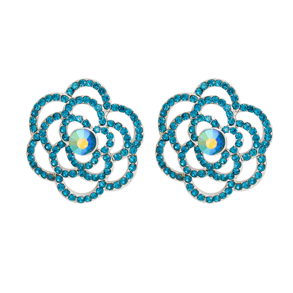 Small Blue Rose Cutout Stud Earrings for Women – Stylish Fashion Jewelry