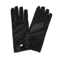 Women’s Formal Gloves Black Satin Bow Pearl Accent Elegant Chic