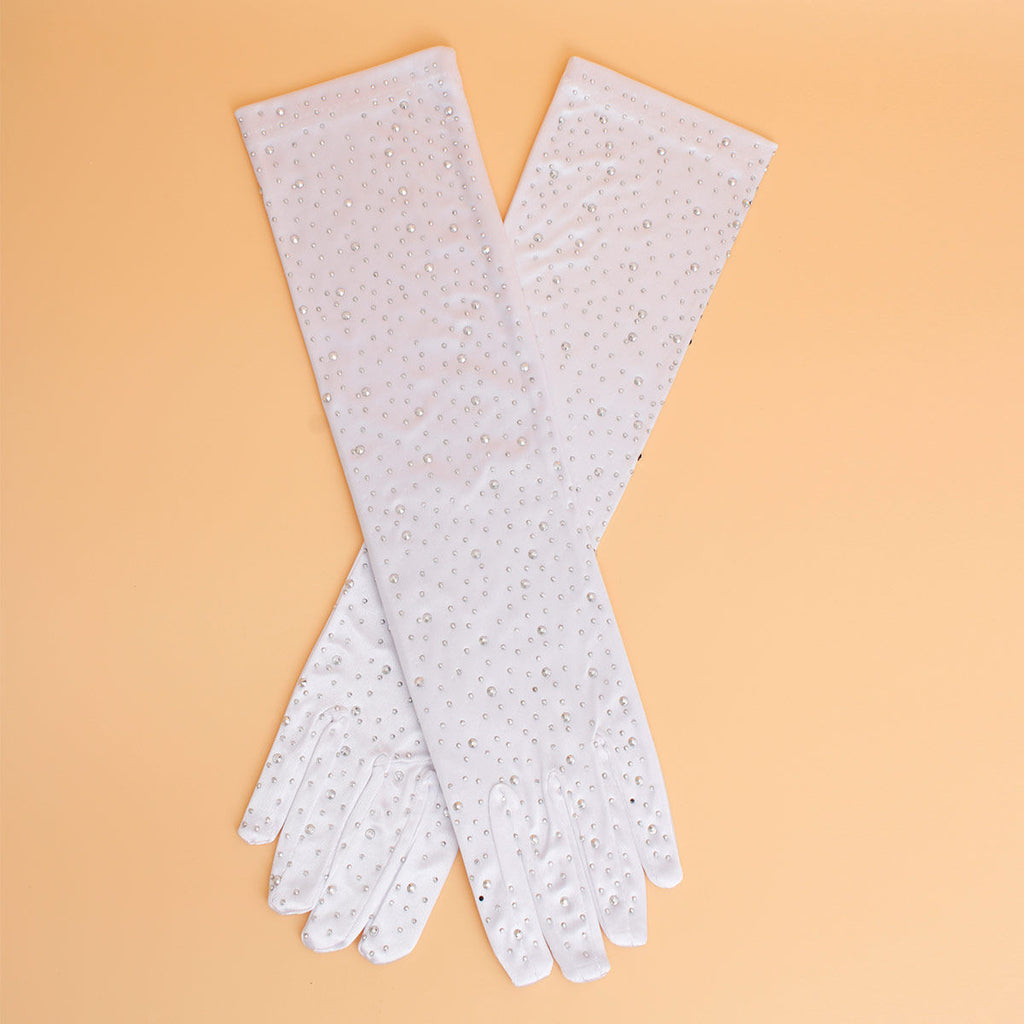 Women’s Long Satin Bridal Gloves Gray Stone Elegant Chic