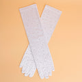 Women’s Long Satin Bridal Gloves Gray Stone Elegant Chic