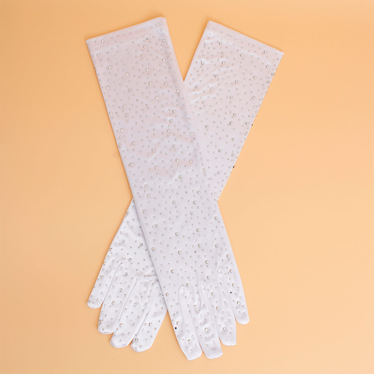 Women’s Long Satin Bridal Gloves Gray Stone Elegant Chic