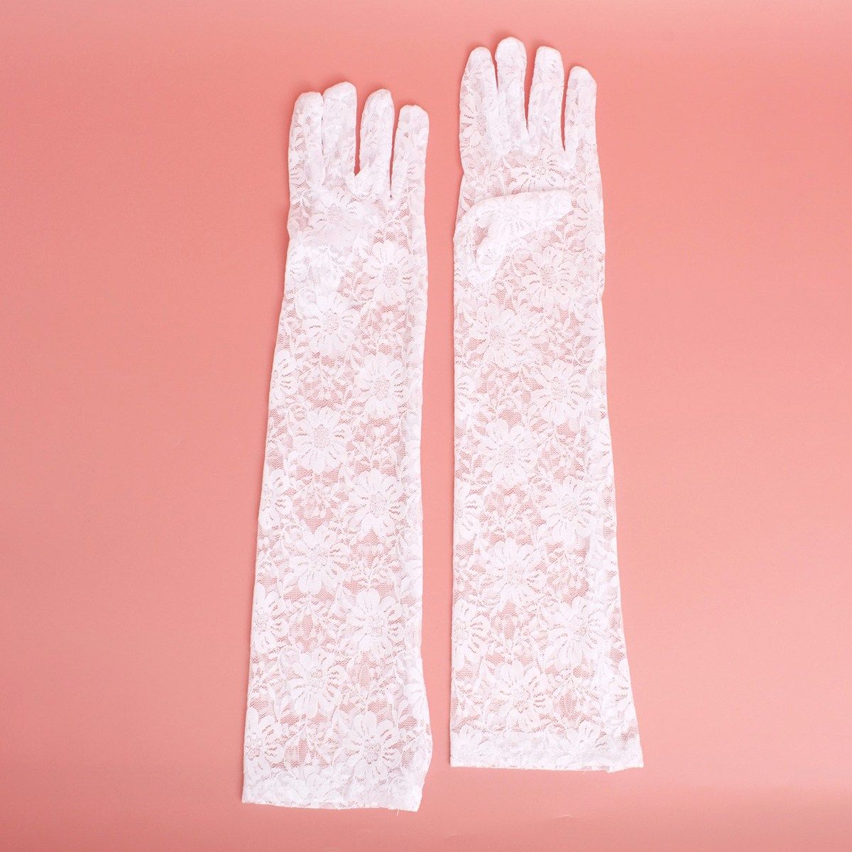 Women’s Long White Lace Bridal Gloves Elegant Formal Accessory