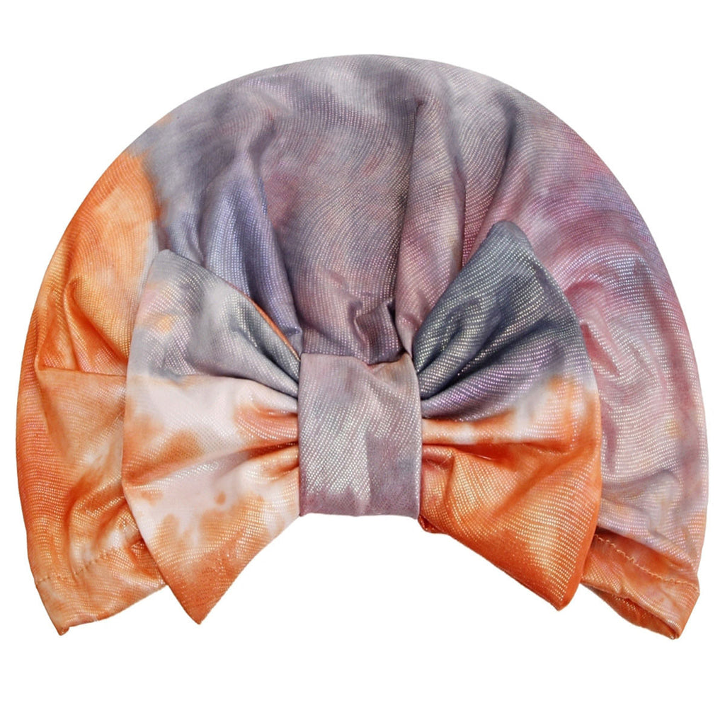 Fashion Turban Headband with Orange Tie Dye Bow – Trendy Stylish Accessory