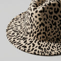 Fashion Fedora Hat Beige Ivory with Black Leopard Print Stylish Accessory