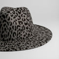 Fashion Fedora Hat Gray with Black Leopard Print Stylish Statement Accessory