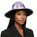 Fashion Hat Fedora Purple White Tie Dye Graffiti Stylish Casual