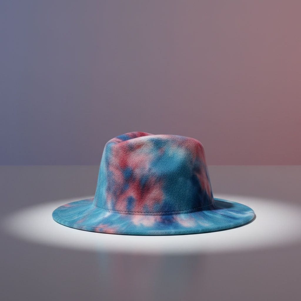 Women’s Fedora Hat Blue Pink Tie Dye Trendy Fashion Accessory