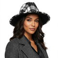 Fedora Hat Black White Plaid Stylish Trendy Accessory