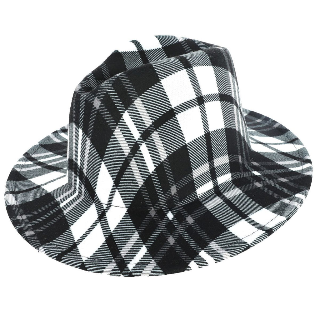 Fedora Hat Black White Plaid Stylish Trendy Accessory