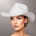 Fashion Cowboy Hat White Iridescent Stripe Stylish Accessory