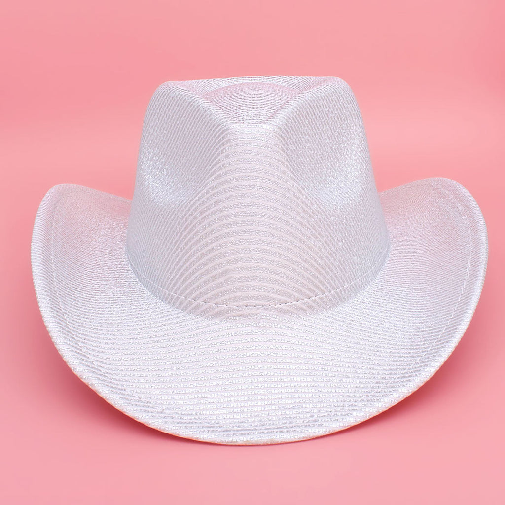Fashion Cowboy Hat White Iridescent Stripe Stylish Accessory