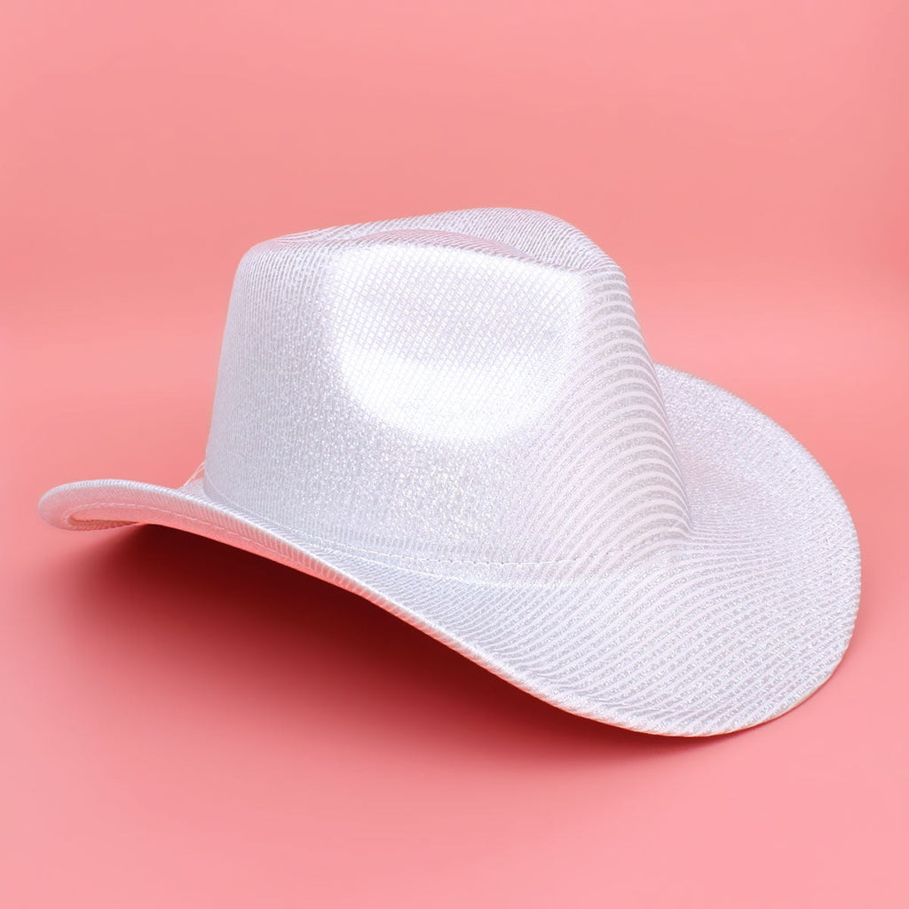 Fashion Cowboy Hat White Iridescent Stripe Stylish Accessory