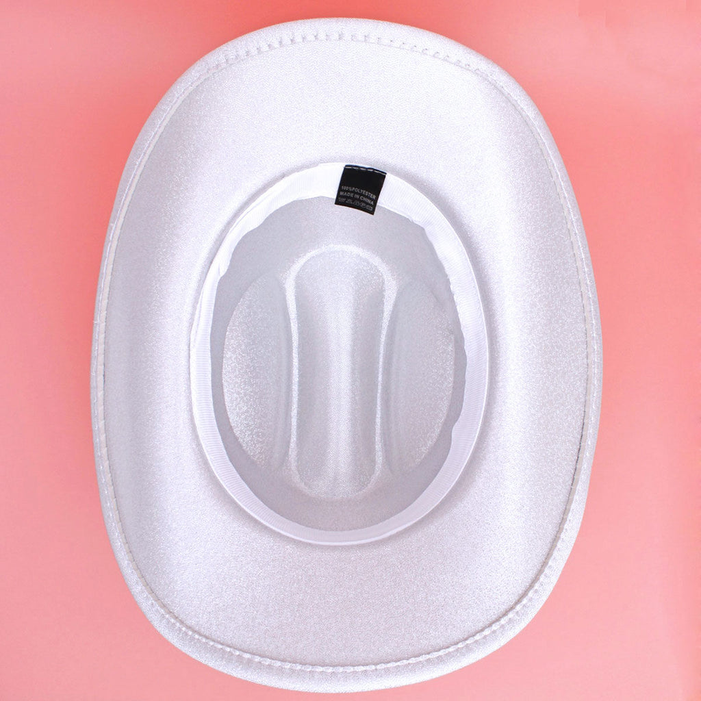 Fashion Cowboy Hat White Iridescent Stripe Stylish Accessory